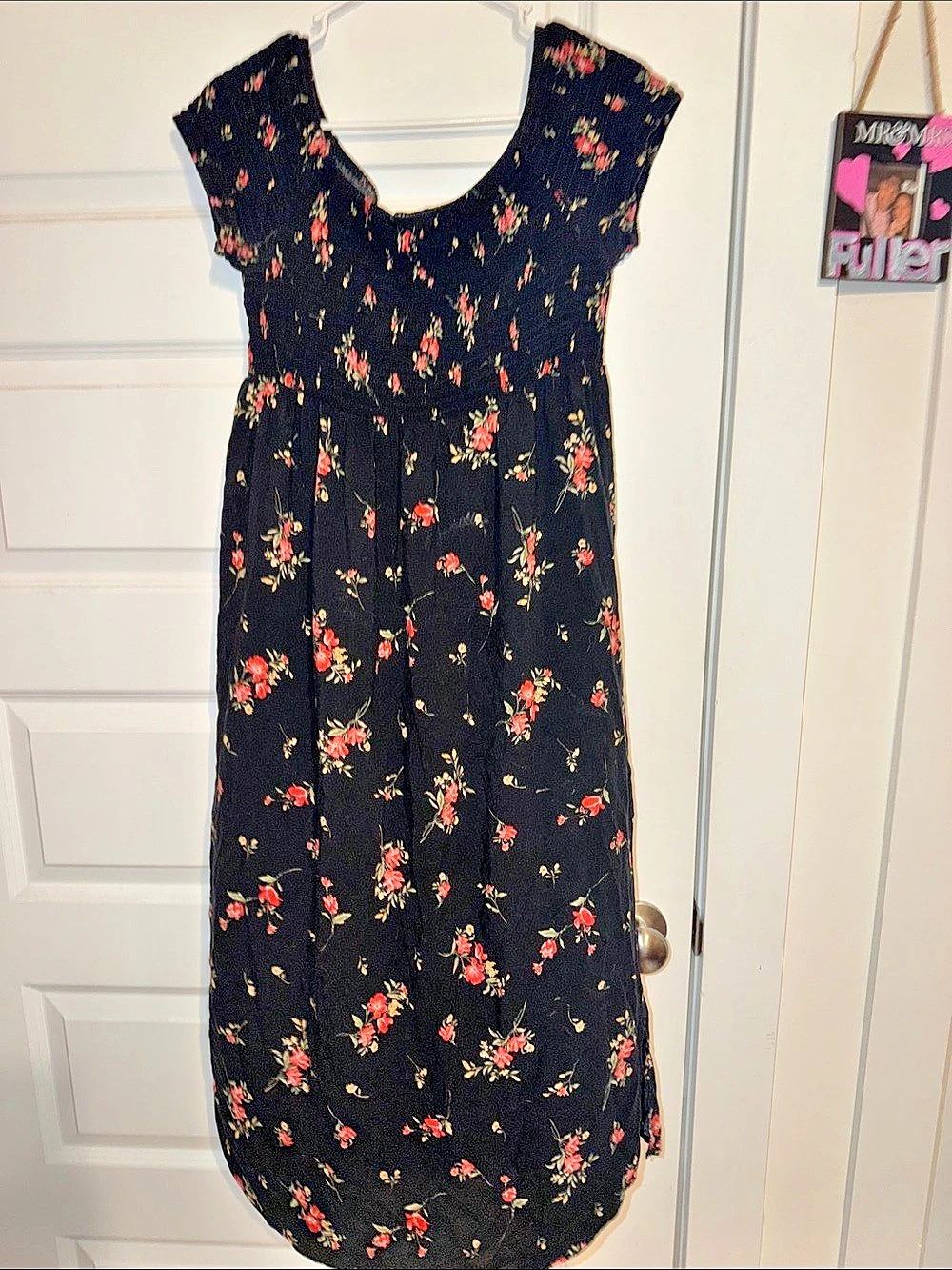 Haute Monde Floral Midi Dress in Black Size Large Like New
